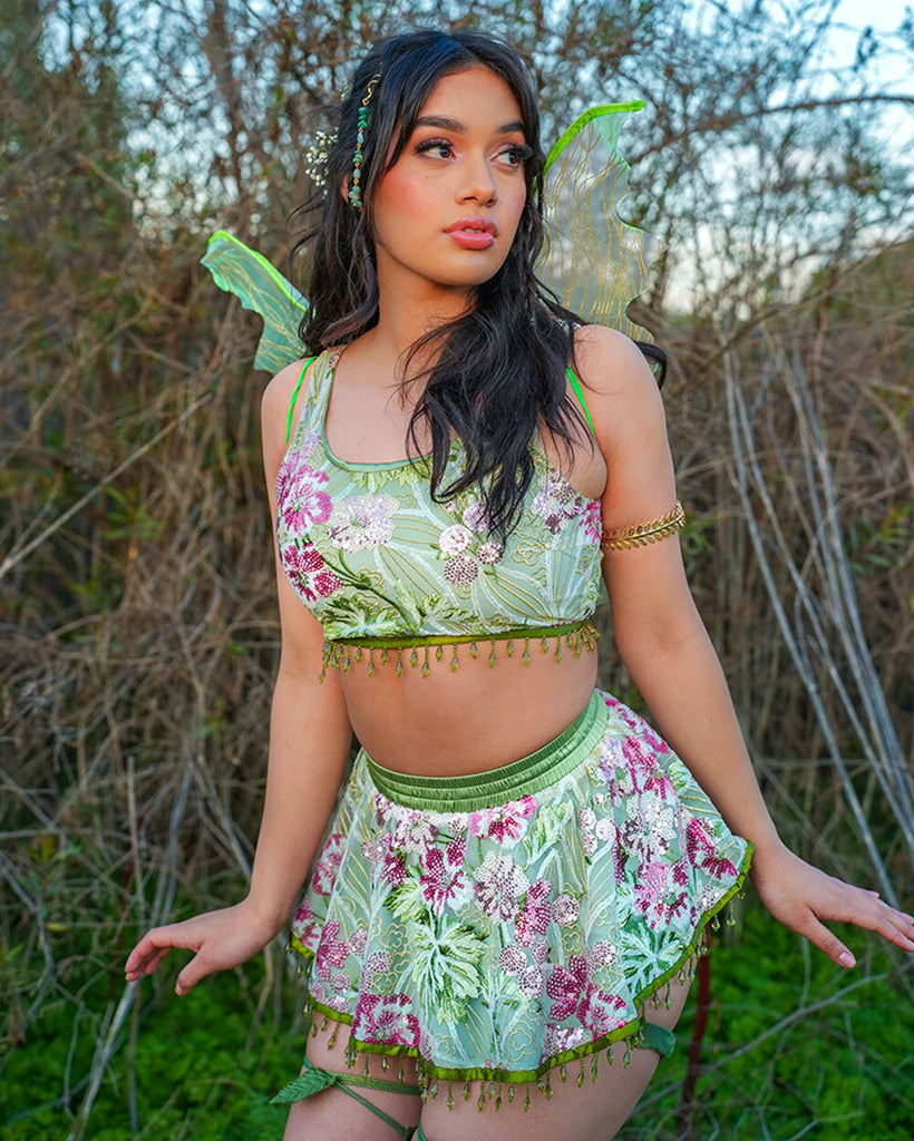 Frolicking Fantasy Floral Sequin Outfit-Full