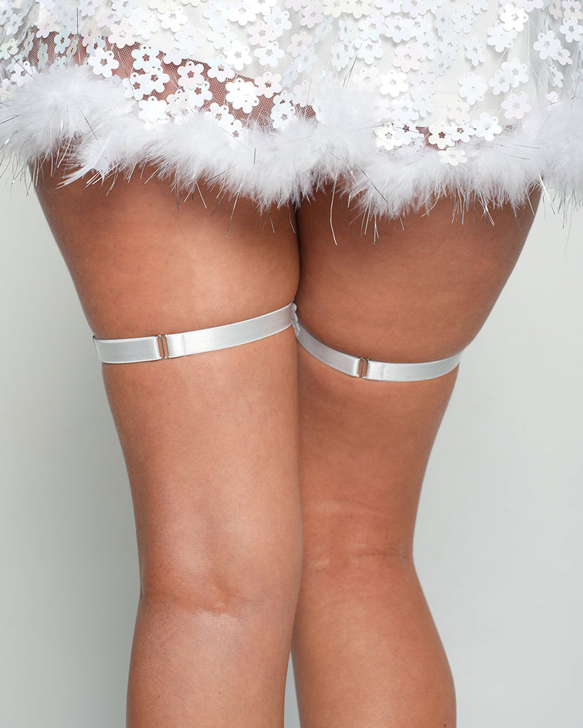 Bare Blossom Chain Leg Garters Pair-White-Regular-Back--Sarah2---S