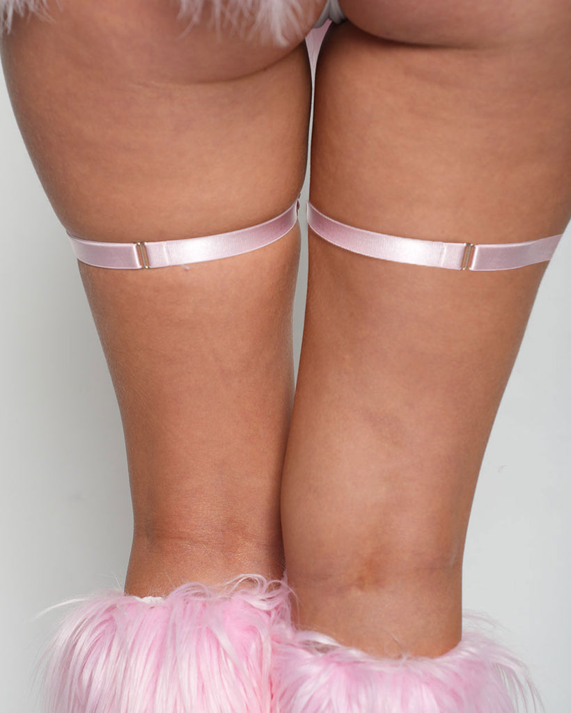 Bare Blossom Chain Leg Garters Pair-Baby Pink-Regular-Back--Sarah2---S