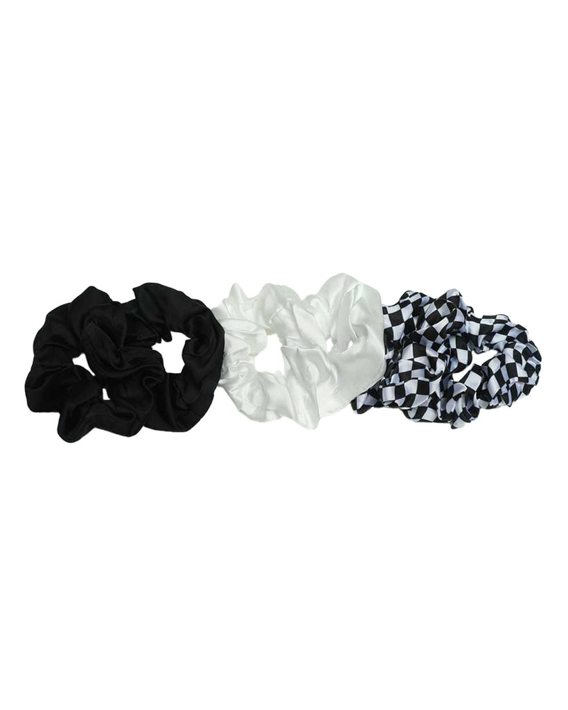 Black-White-Checkered Fabulous Feelings Black and White Scrunchies Set-Assorted-Detail1