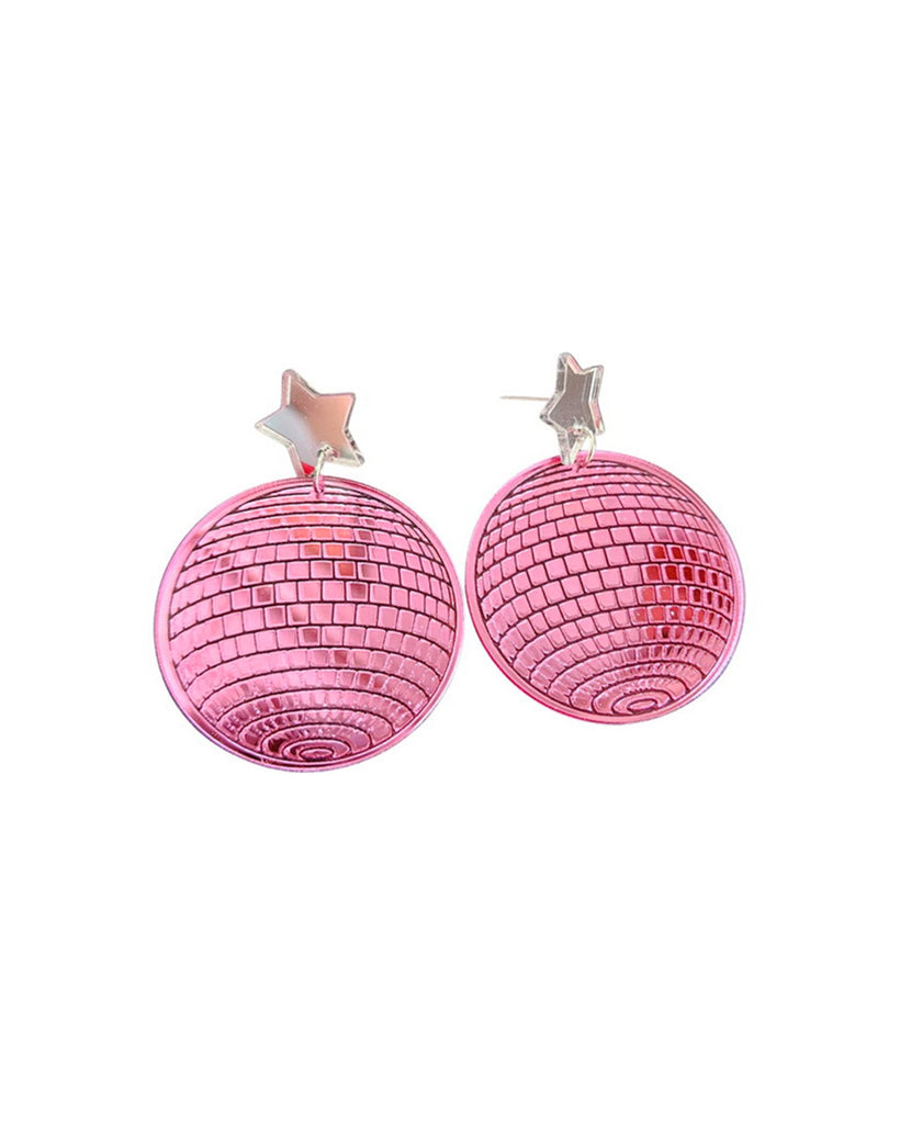 Disco Fever Earrings-Pink-Mock