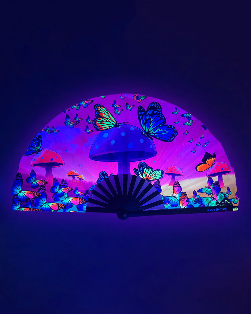 Lost In Wonderland UV Reactive Hand Fan-Rainbow-UV