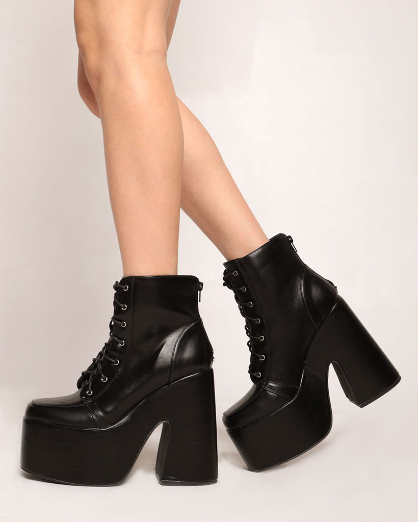Anthony Wang Nightfall Platform Ankle Boots-Black-Regular-Side--Model---5