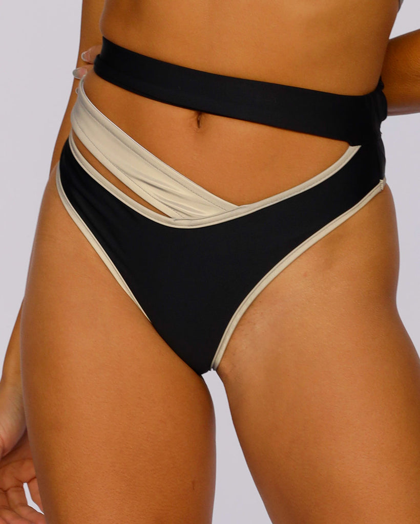 Backstage Baddie Reflective Cutout Bottoms-Black/Silver-Front2--Courtney---S