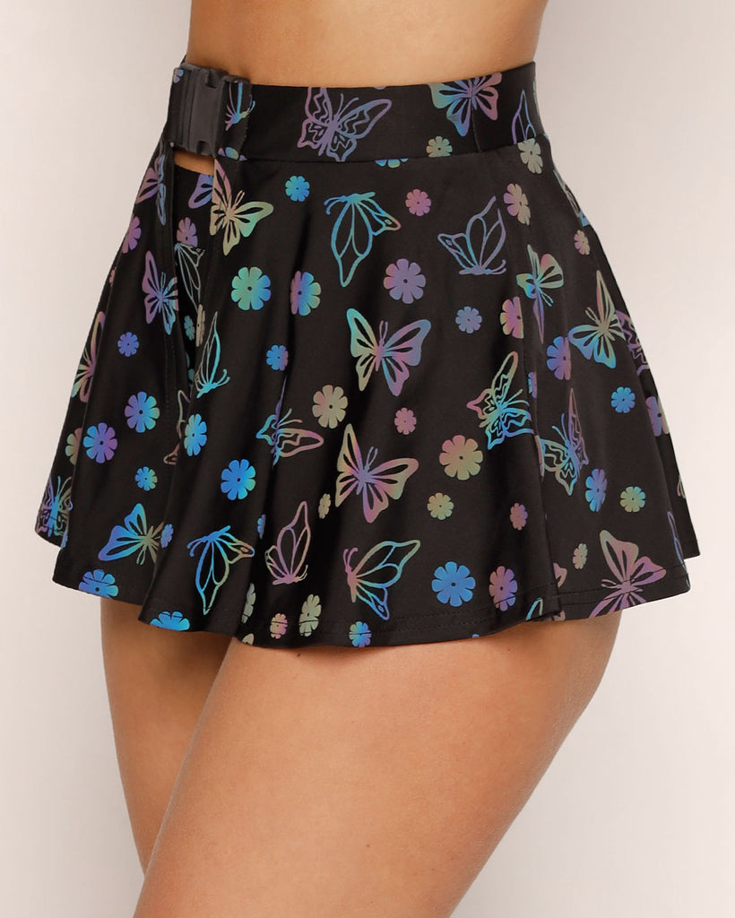 Butterfly Realm Speed Clasp Open Front Skirt-Black/Blue/Pink-Regular-Side--Sarah2---S