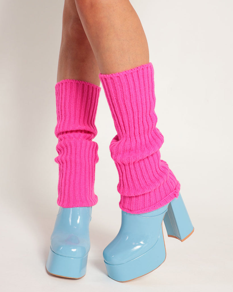 Cyber Pop Leg Warmers-Neon Pink-Regular-Side--Model---S