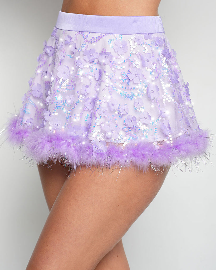 Genie Dust Floral Sequin Marabou Skirt-Lavender-Regular-Side--Sarah2---S