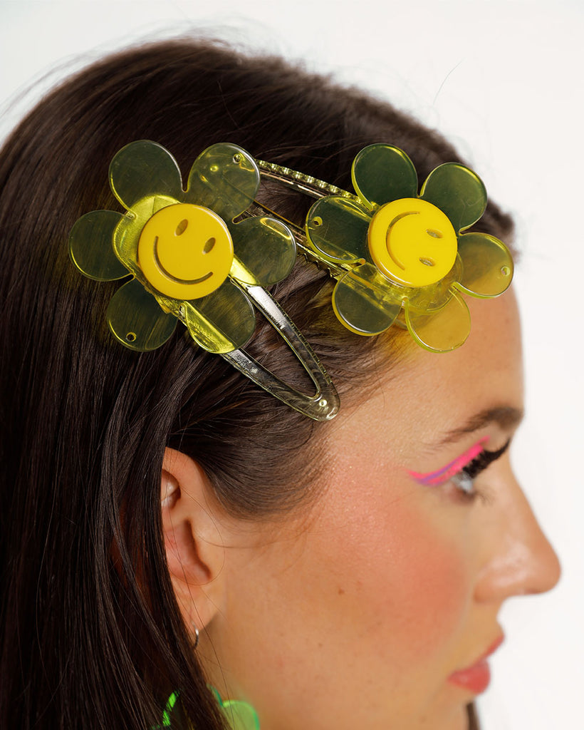 Good Day In My Mind Smiley Hair Clips-Yellow-Regular-Front--Sarah2---S