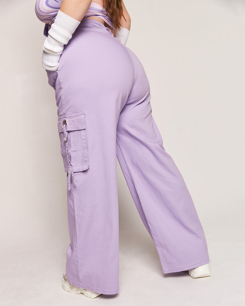 Lilac Loving Wide Leg Pants-Lavender-Curve1-Back--Milani---1X