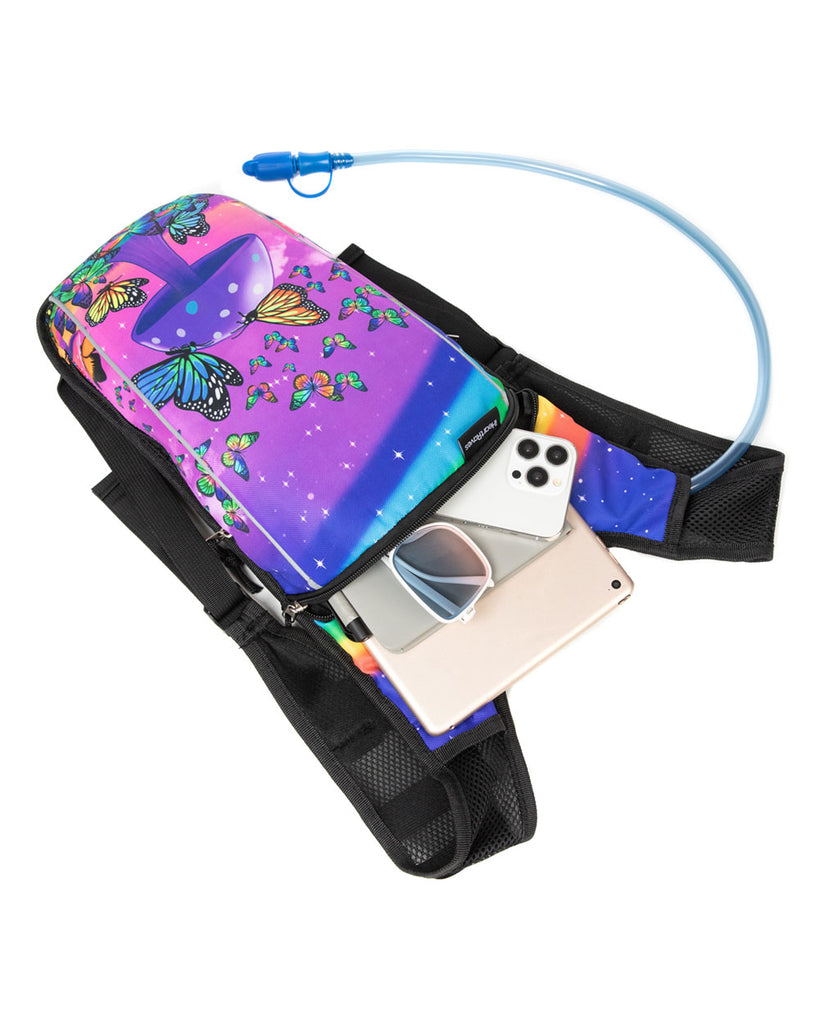 Lost in Wonderland UV Reactive Hydration Pack with Back Pocket for Anti-Theft-Rainbow-Detail