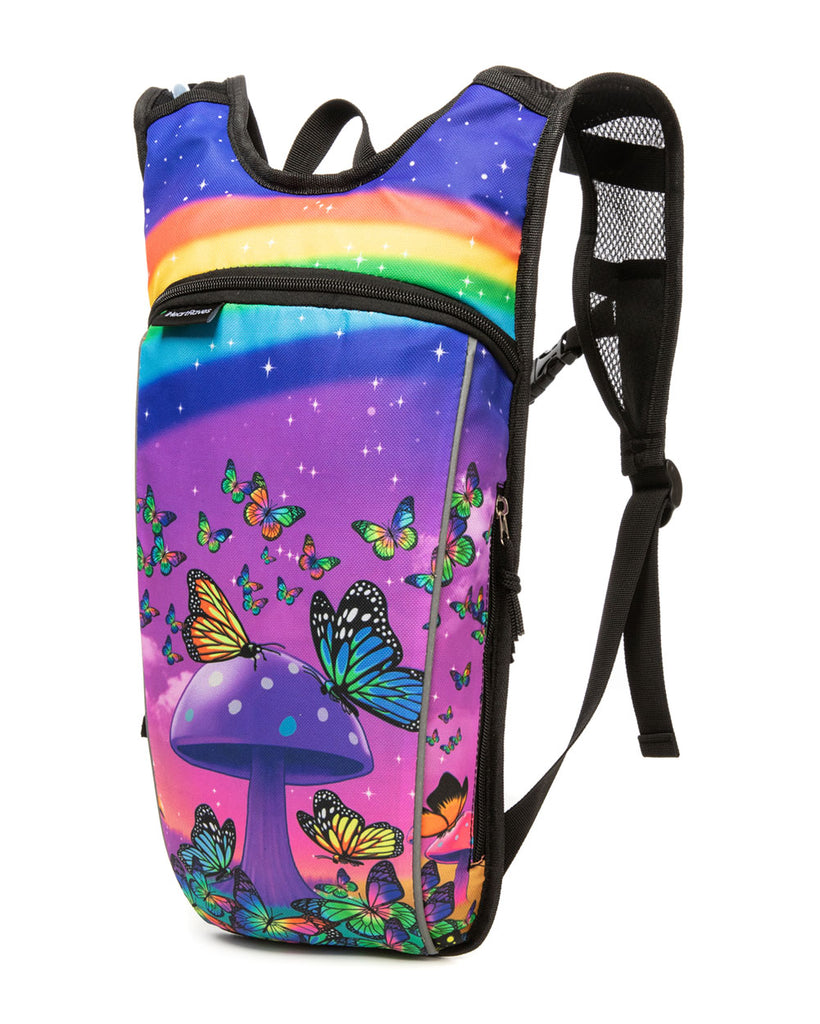 Lost in Wonderland UV Reactive Hydration Pack with Back Pocket for Anti-Theft-Rainbow-Side2