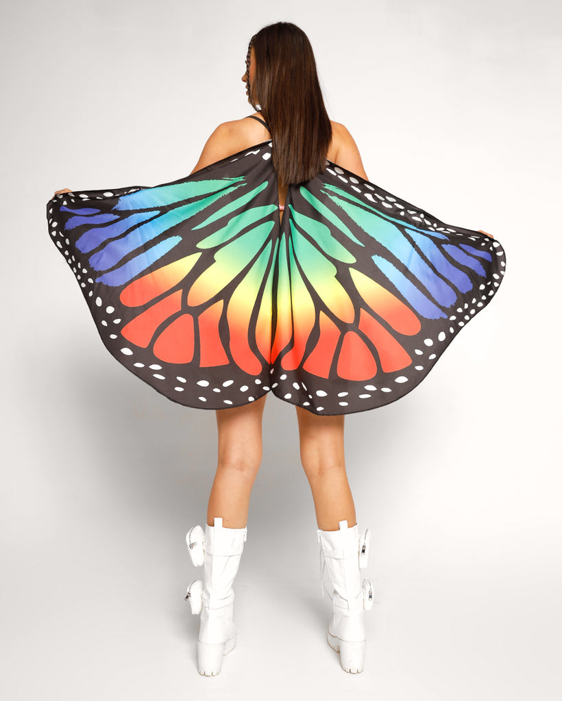 Morpho Magic Butterfly Wings-Black/Rainbow-Regular-Front--Model---S