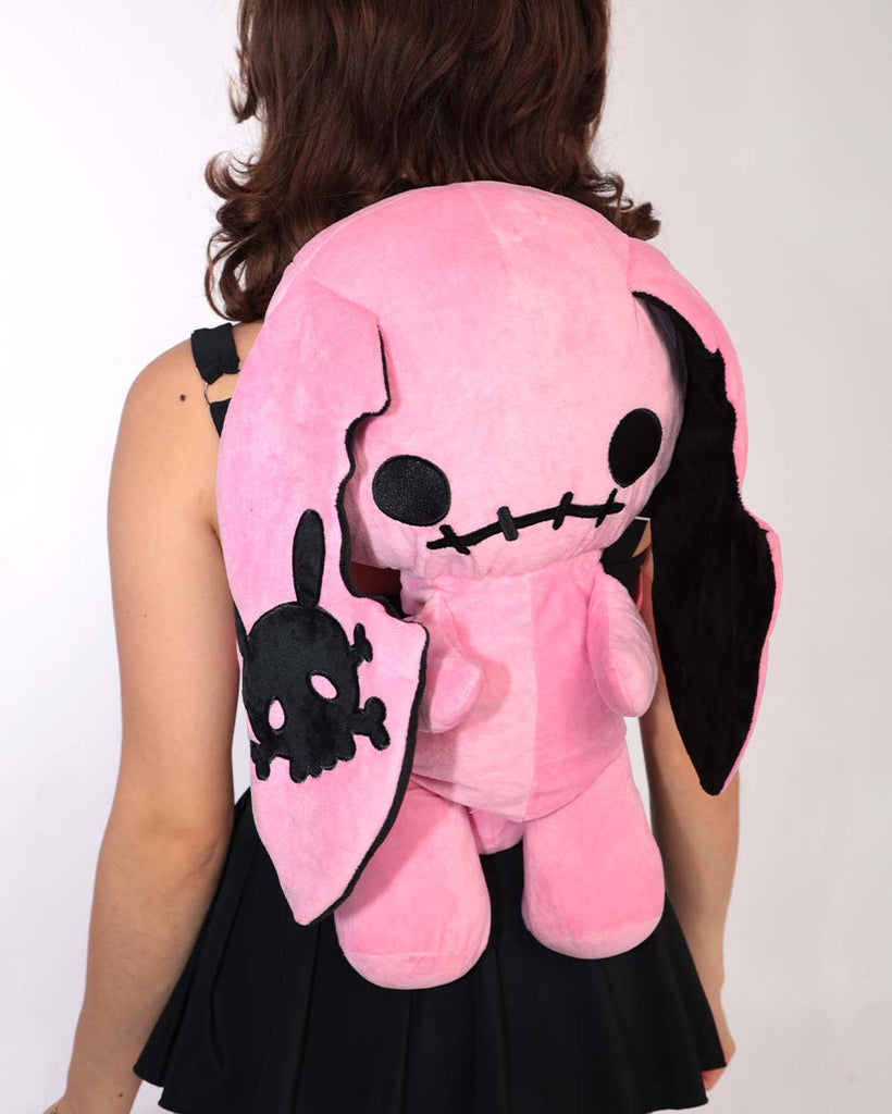 Naughty Bunny Stuffed Backpack-Pink-Front