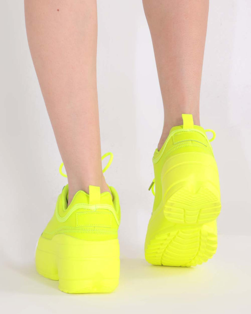 Neon Realness Platform Sneakers-Neon Yellow-Regular-Back--Model---5
