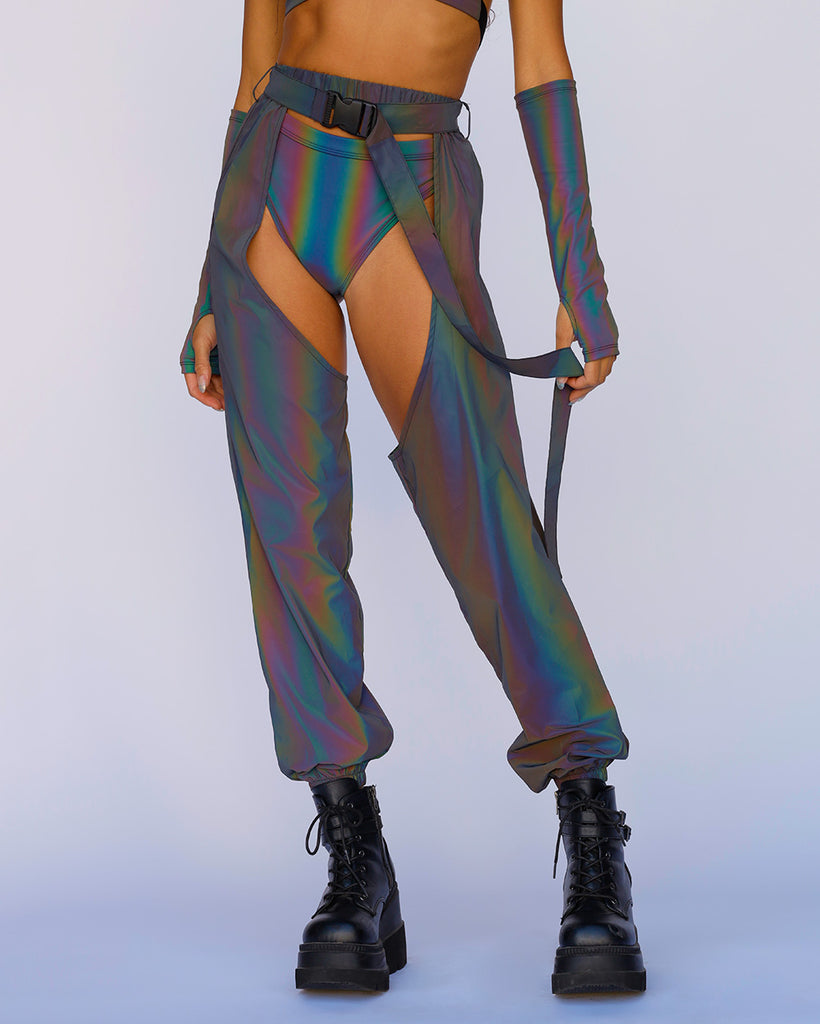 Prism Fairy Reflective Chaps-Rainbow-Front--Courtney---S