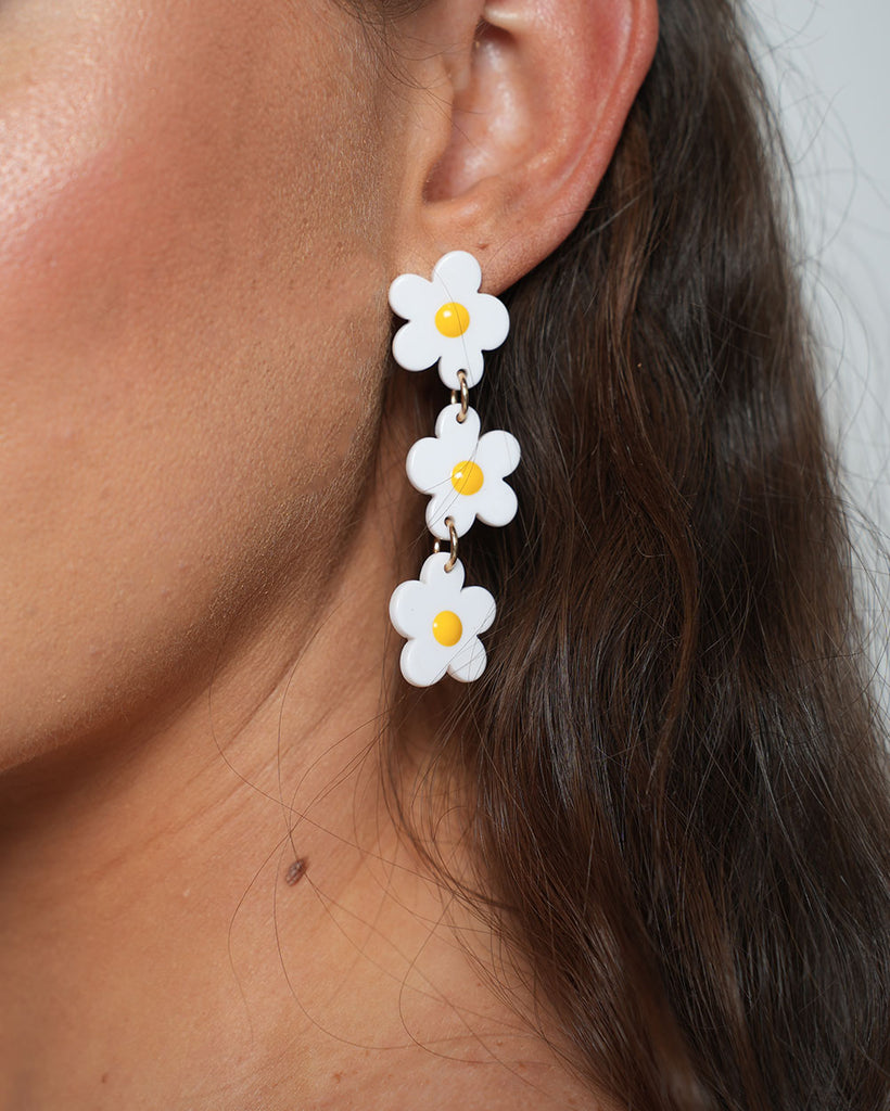 Secret Garden Daisy Earrings-White-Regular-Detail--Sarah2---S