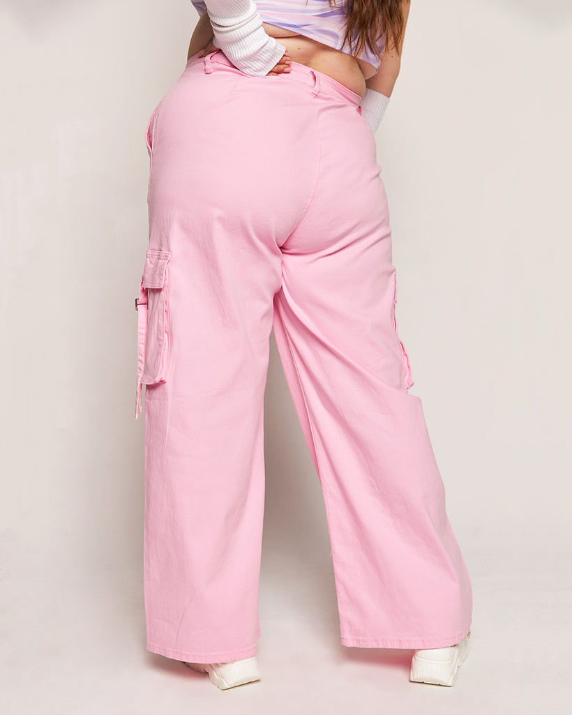 Strawberry Milk Wide Leg Pants-Curve1-Baby Pink-Back--Milani---1X