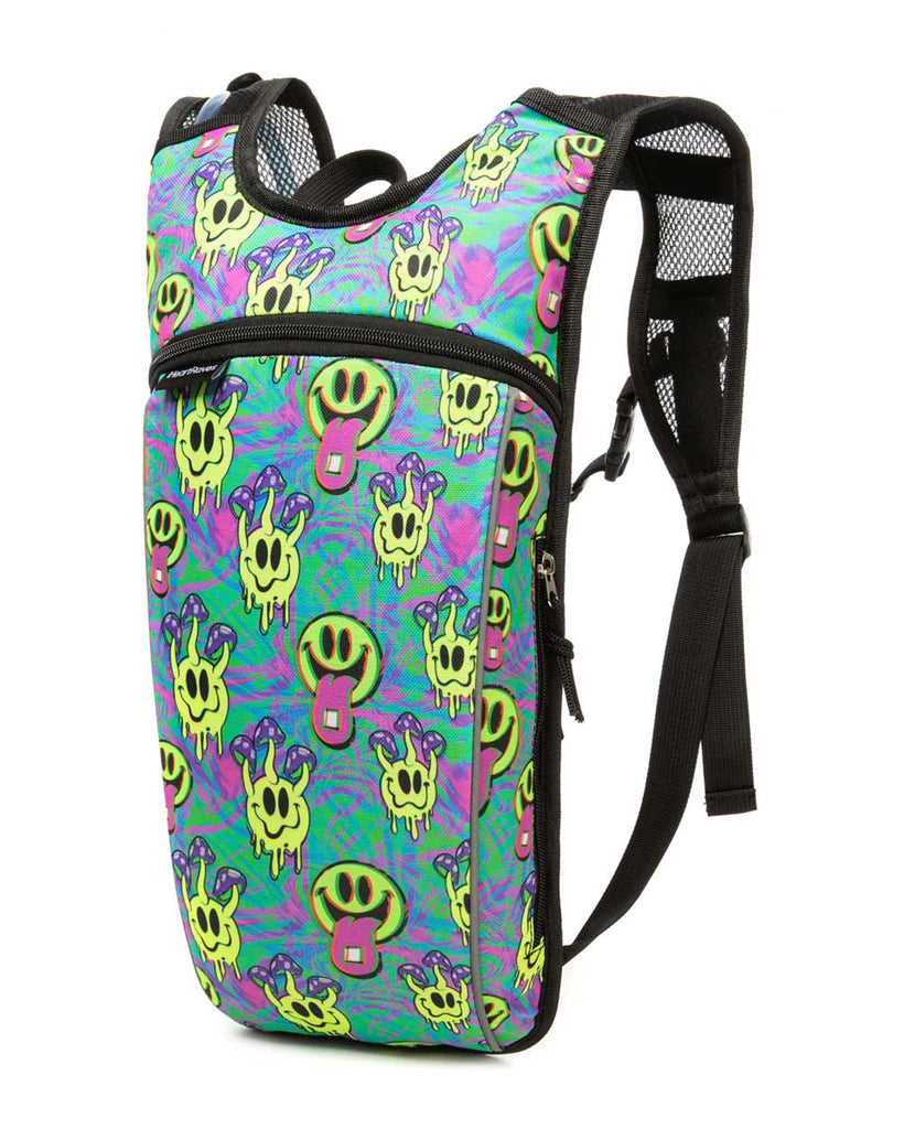 Tripp Out UV Reactive Hydration Pack with Back Pocket for Anti-Theft-Neon Blue/Neon Pink/Yellow-Side2