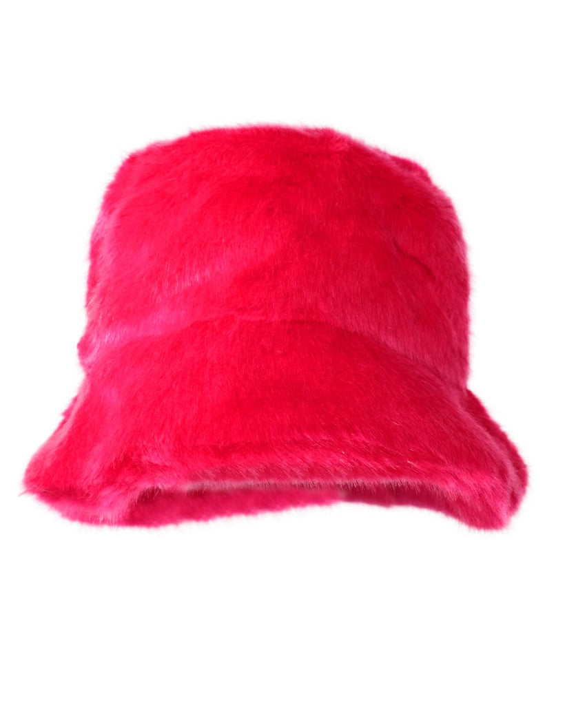 Ultra Fluffy Bucket Hat-Neon Pink-Regular-Front--Liberty---S