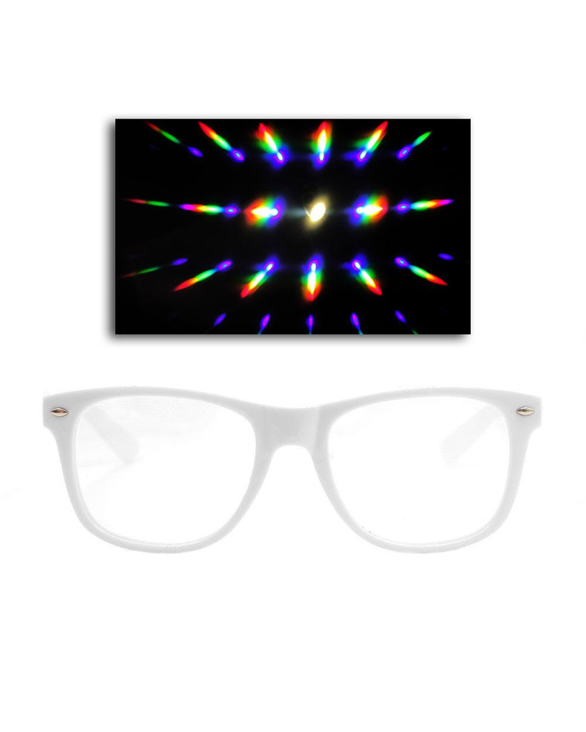 Solid Clear Diffraction Glasses-White-Front