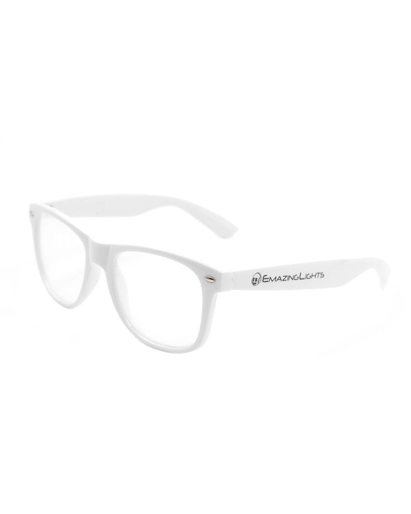 Solid Clear Diffraction Glasses-White-Side
