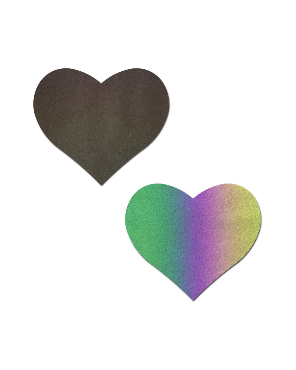 Pastease Rainbow Reflective Heart Nipple Pasties-Rainbow-Front