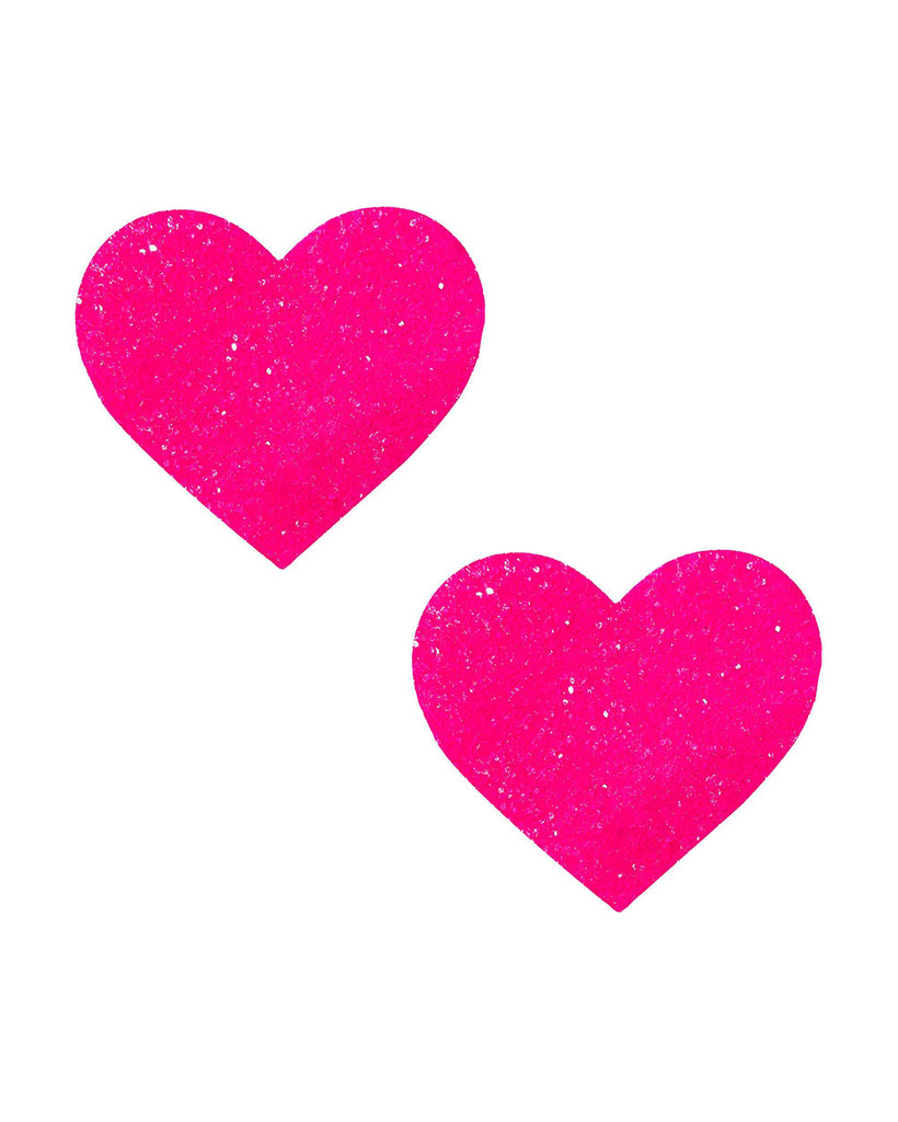 Neva Nude Super Sparkle Heart Pasties-Pink-Front