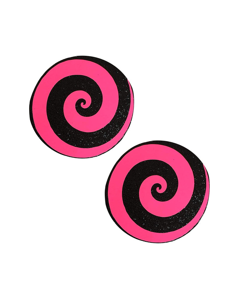 Neva Nude Hypnotic Spiral Pasties-Black/Pink-Front