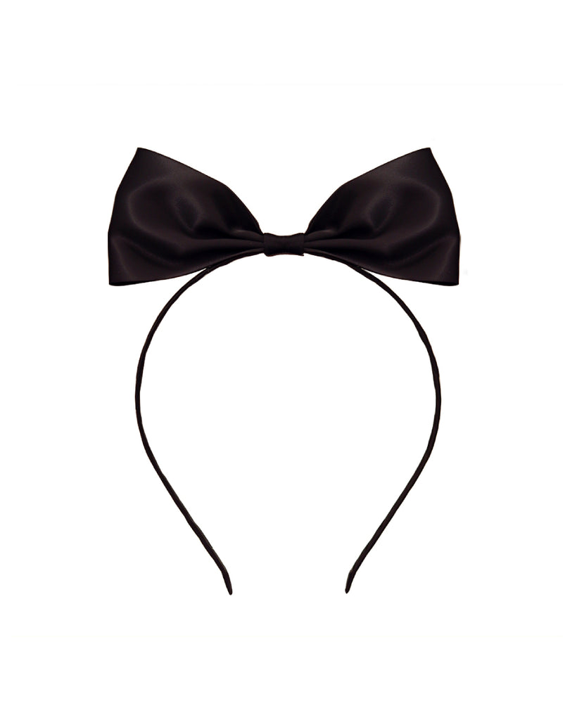 Pretty Girl Ribbon Headband-Black-Flat
