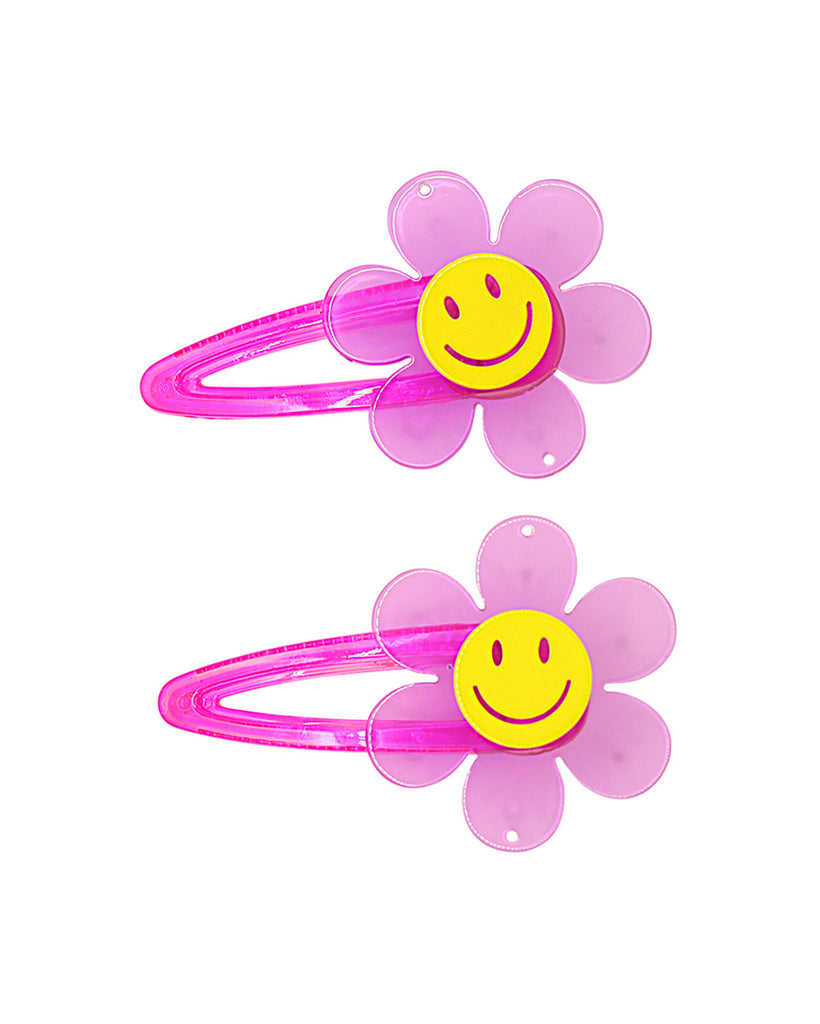 Good Day In My Mind Smiley Hair Clips-Pink-Regular-Mock--Model---S