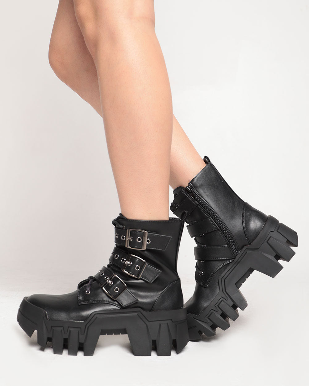 Anthony Wang Dusk Till Dawn Platform Ankle Boots-Black-Regular-Side--Model---5