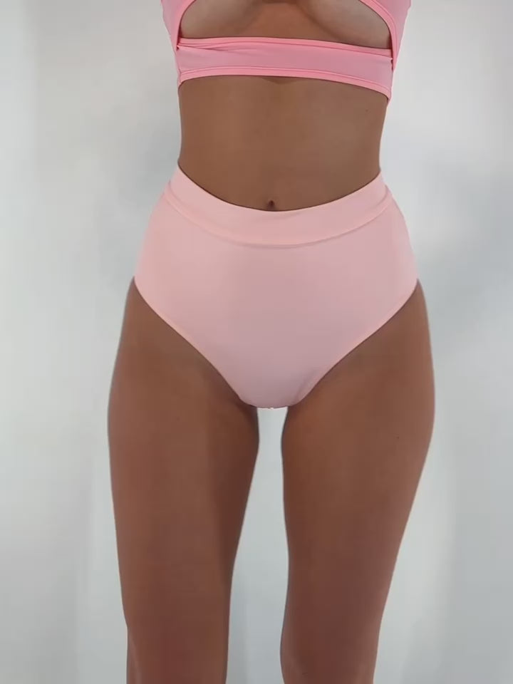 Rave Revolution Recycled Fabric High Waist Booty Shorts-Baby Pink-Regular-Video