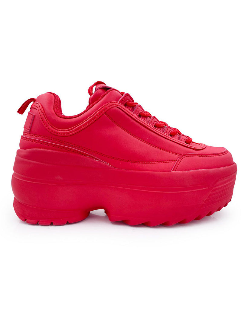 Neon Realness Platform Sneakers-Red-Regular-Mock--Model---5
