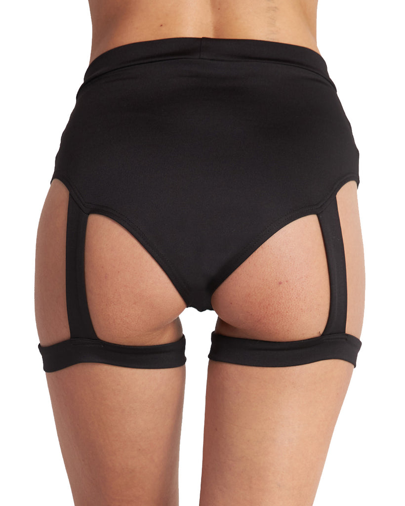 Don't Stop Dancing Speed Clasp Booty Shorts-Black-Back--Hannah---S