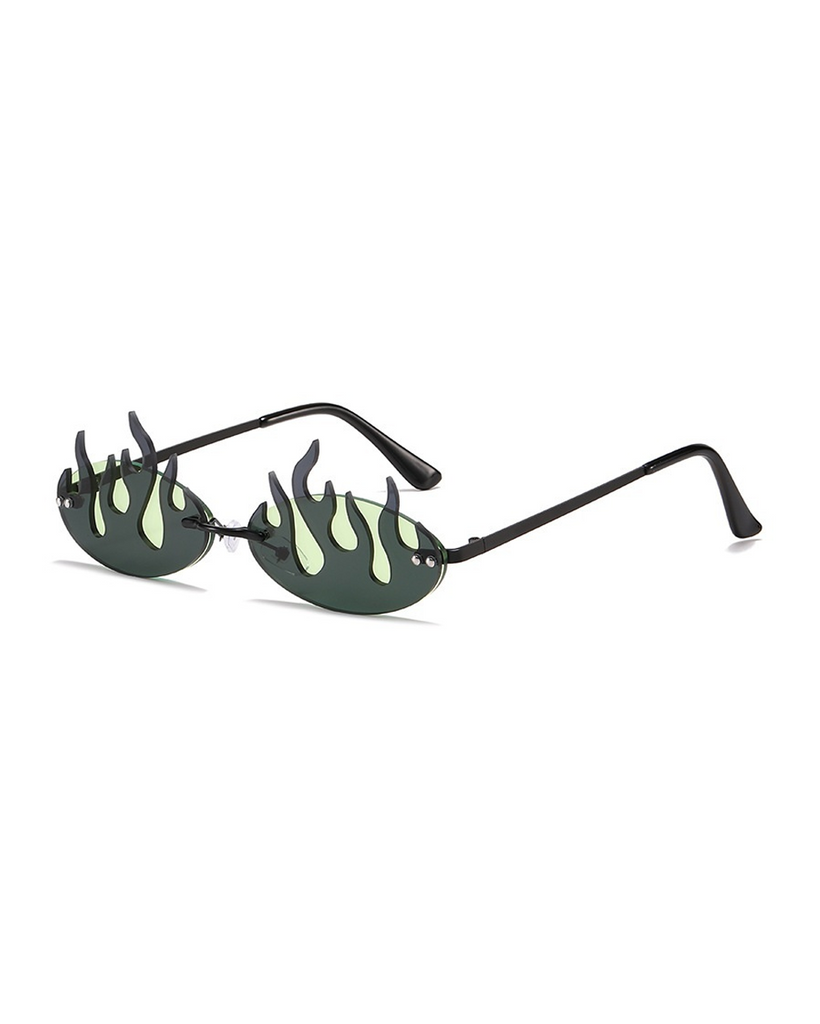 Fuel to the Flame Glasses-Black/Green-Side