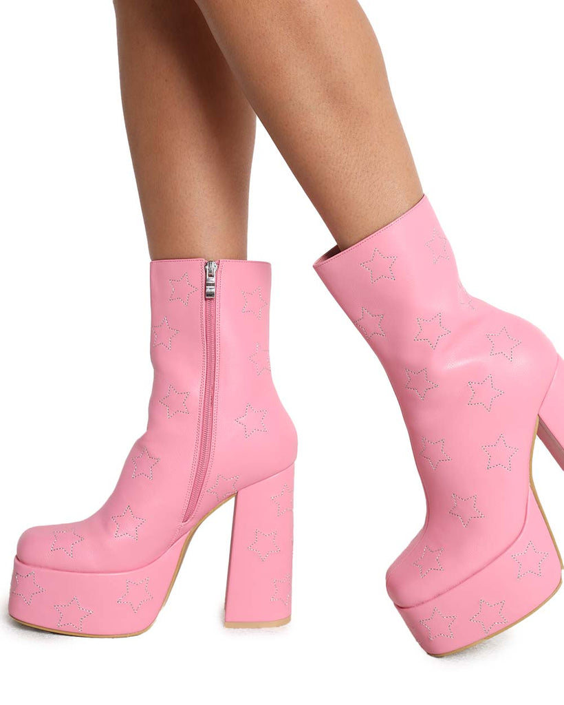 Koi Footwear A Princess's Little Secret Diamante Heeled Boots-Baby Pink-Side