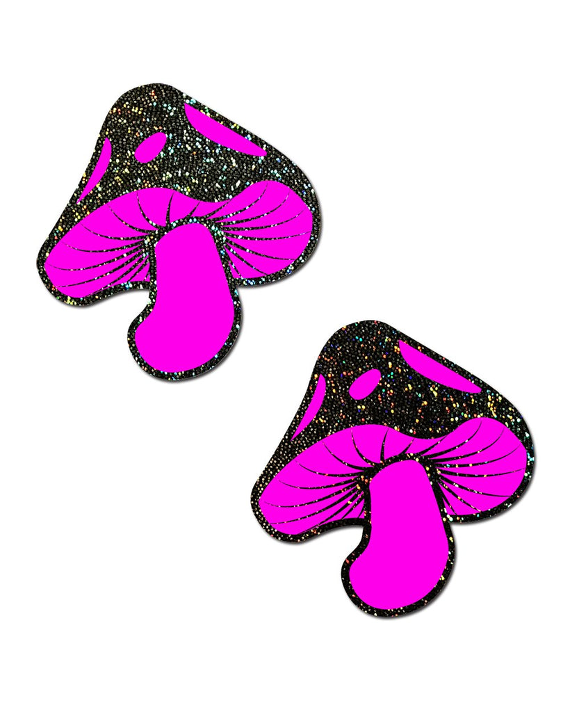 Pastease Neon Glitter Mushroom Pasties-Regular-Pink-Front--Model---S