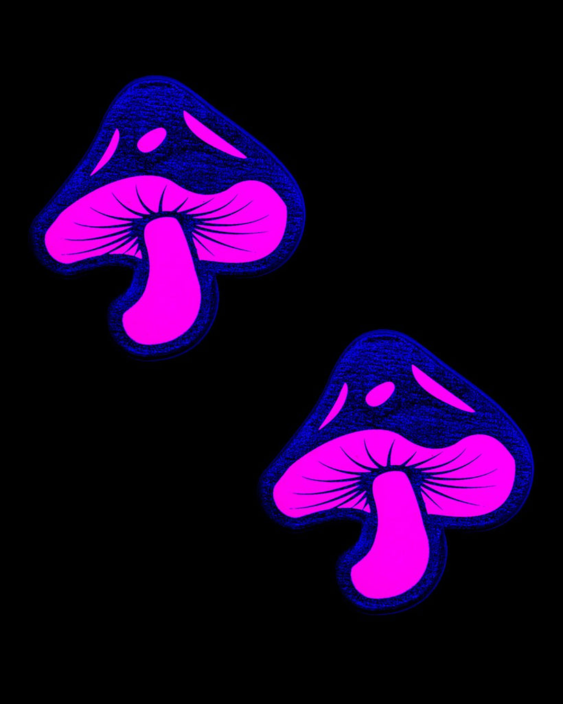 Pastease Neon Glitter Mushroom Pasties-Regular-Pink-UV--Model---S