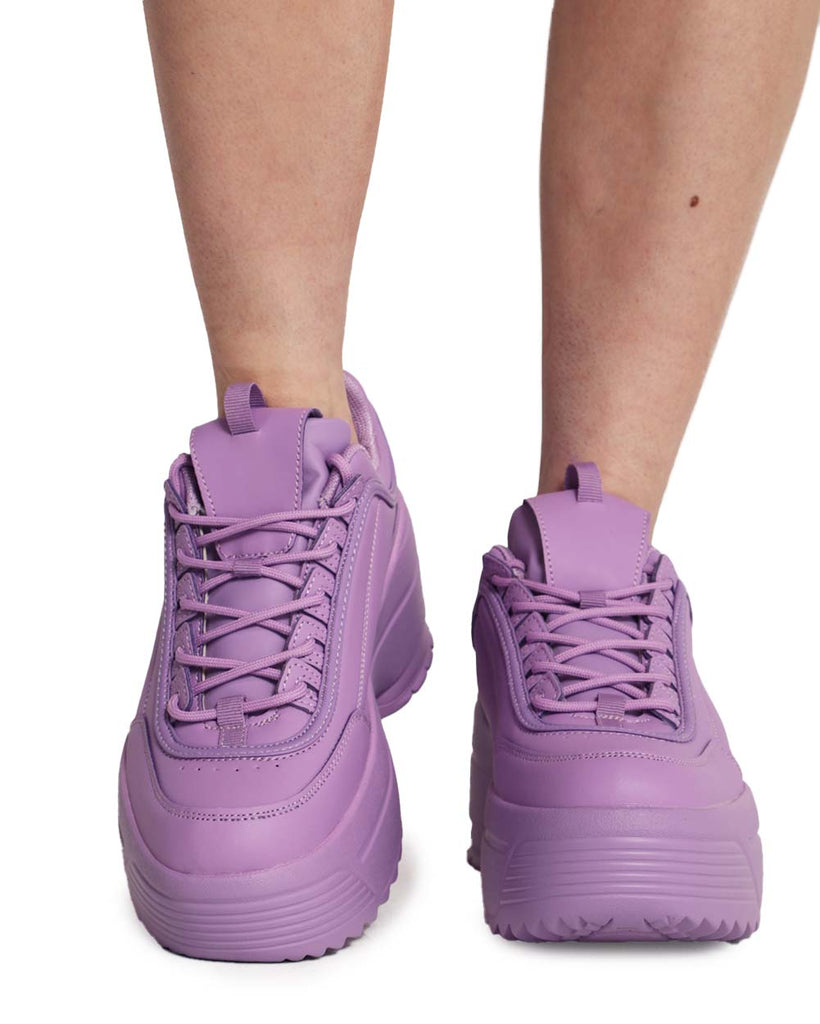 Neon Realness Platform Sneakers-Purple-Regular-Front--Model---5