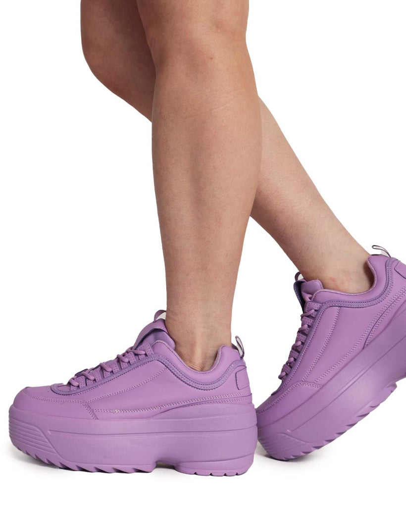 Neon Realness Platform Sneakers-Purple-Regular-Side--Model---5
