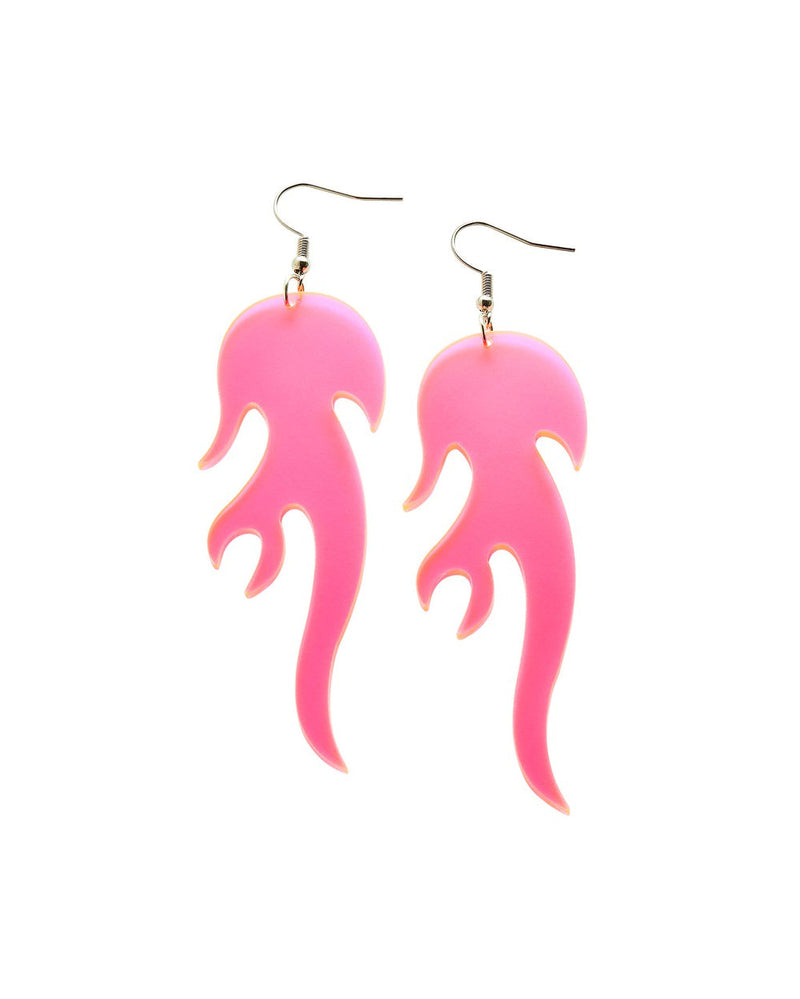 Neon Pink Old Flame Earrings-Neon Pink-Front
