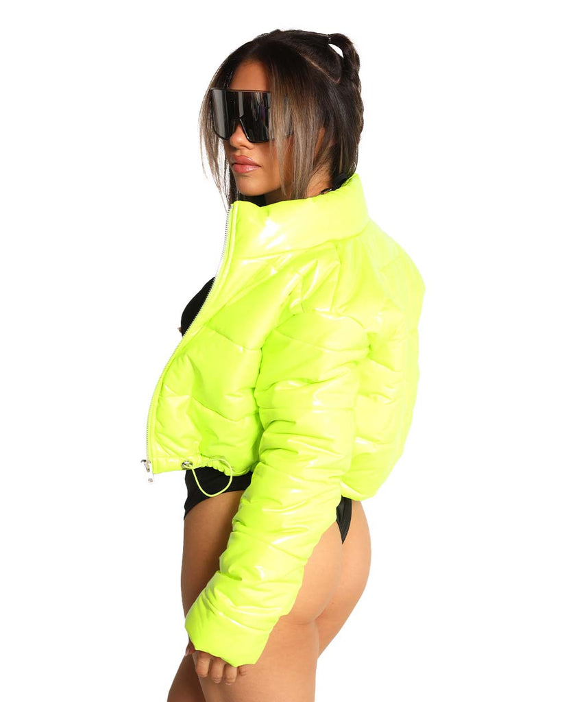 Power Puffer Cropped Jacket-Neon Yellow-Side--Tiffany---S