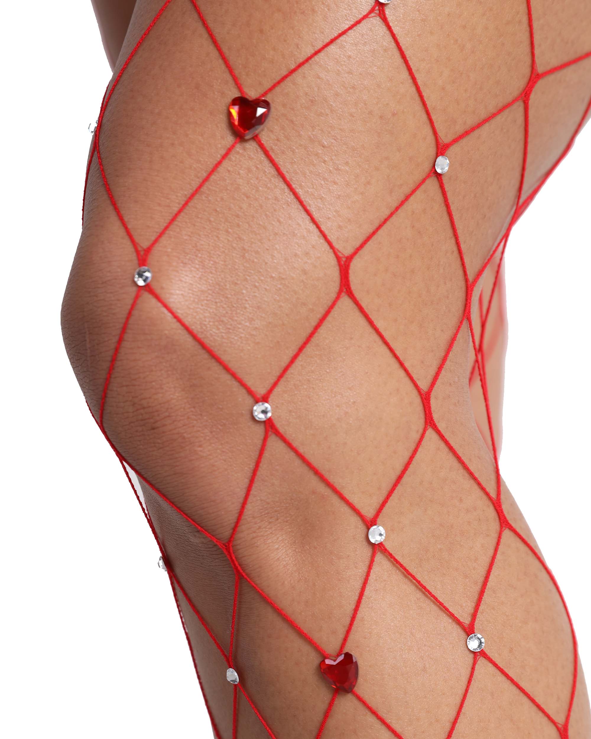 Temptress Fishnet Tights-Red-Detail