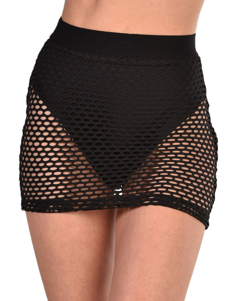 Fishnet Mini Skirt-Black-Front--Hannah---S