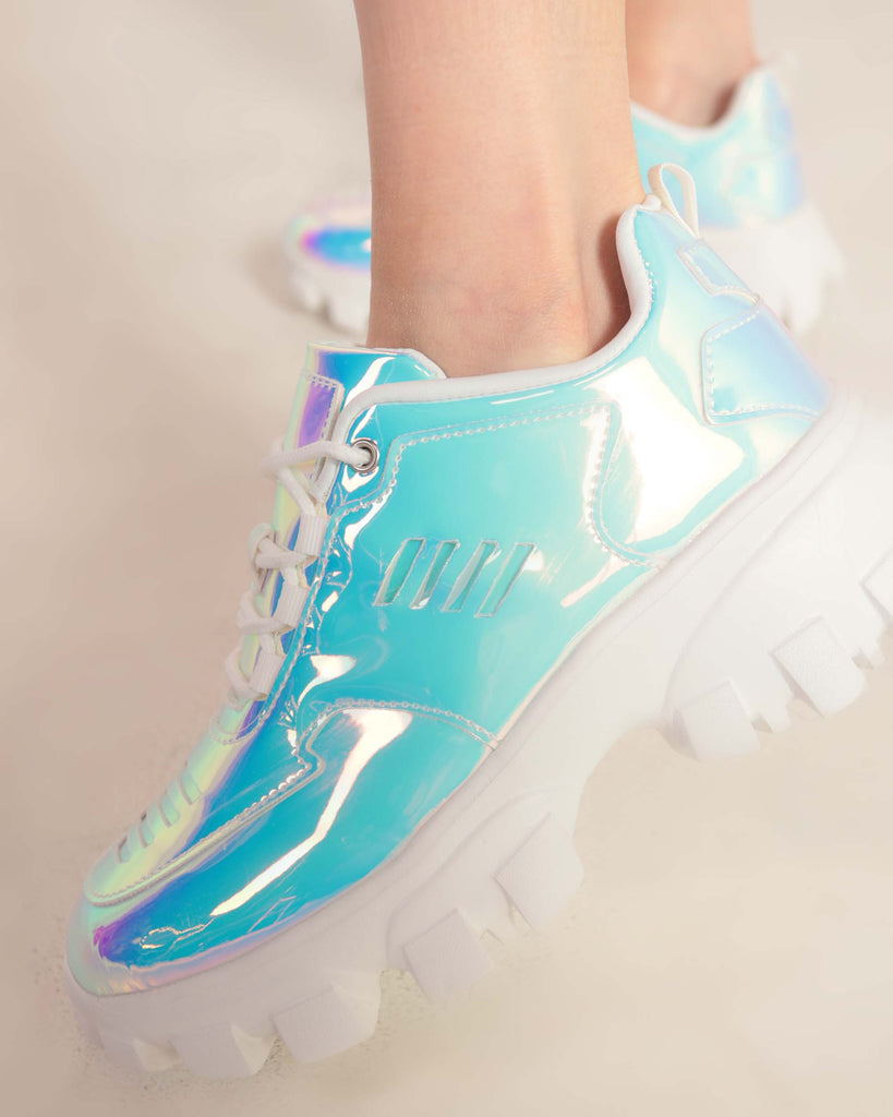 iHeartRaves Dreamy Baby Holographic Sneakers-Iridescent-Detail