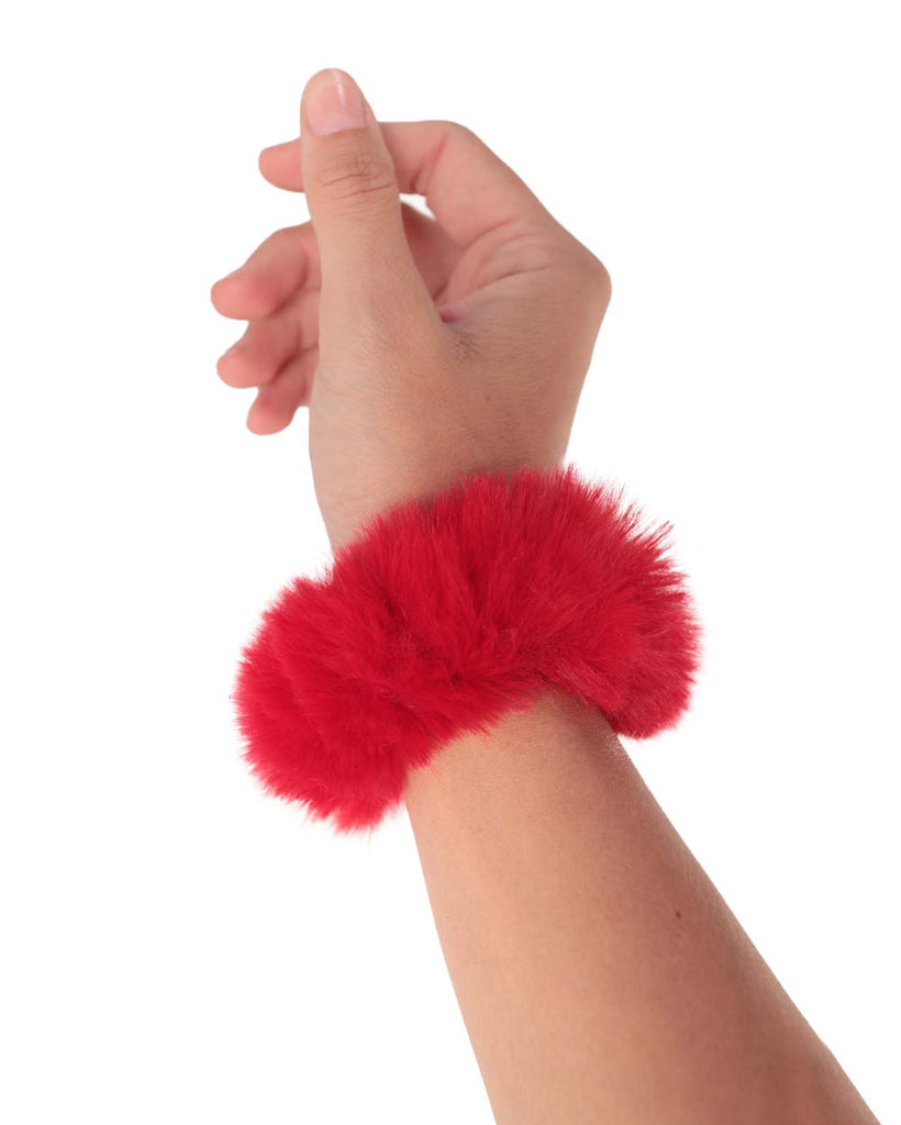 Ultra Furry Scrunchies-Red-Side