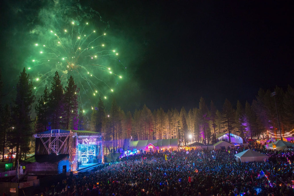 overview of winter music festival main stage fireworks