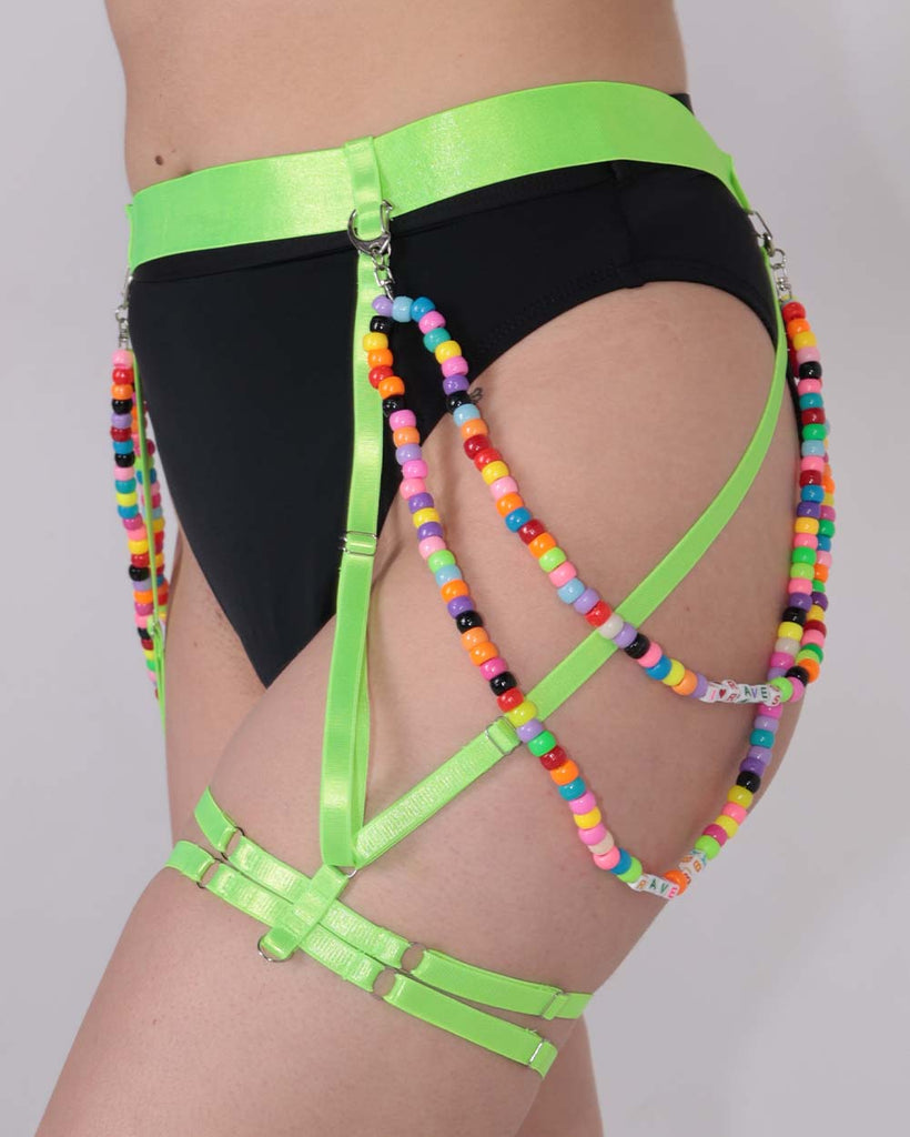 Kandi Kaleidoscope Chain Harness-Neon Green-Side