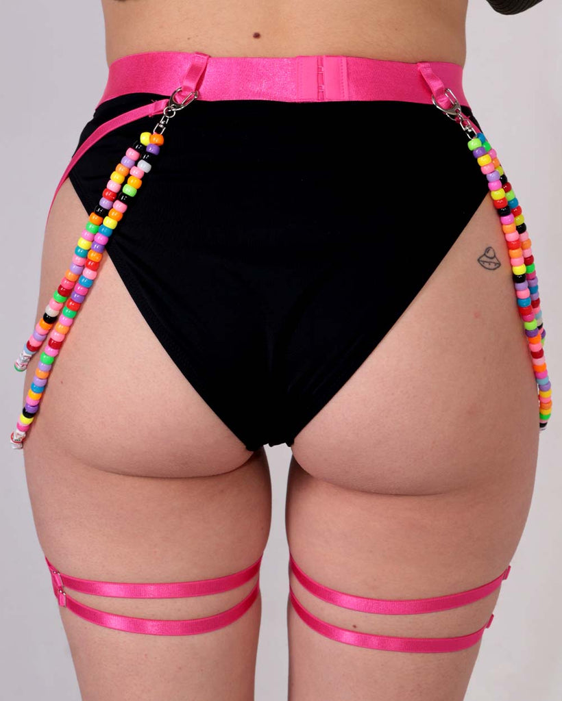 Kandi Kaleidoscope Chain Harness-Neon Pink-Back