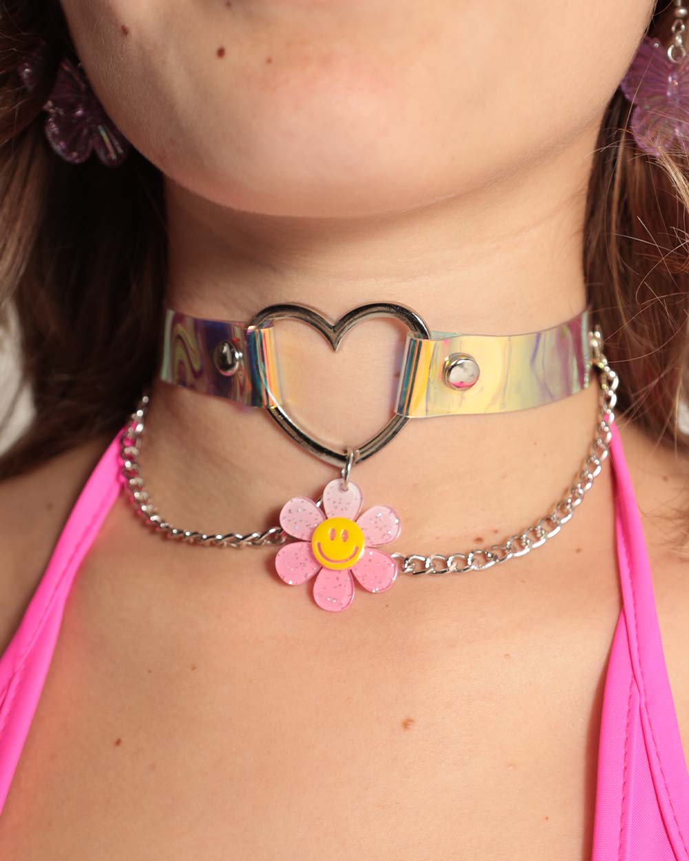 Hello Sunny Choker-Pink/Silver-Front